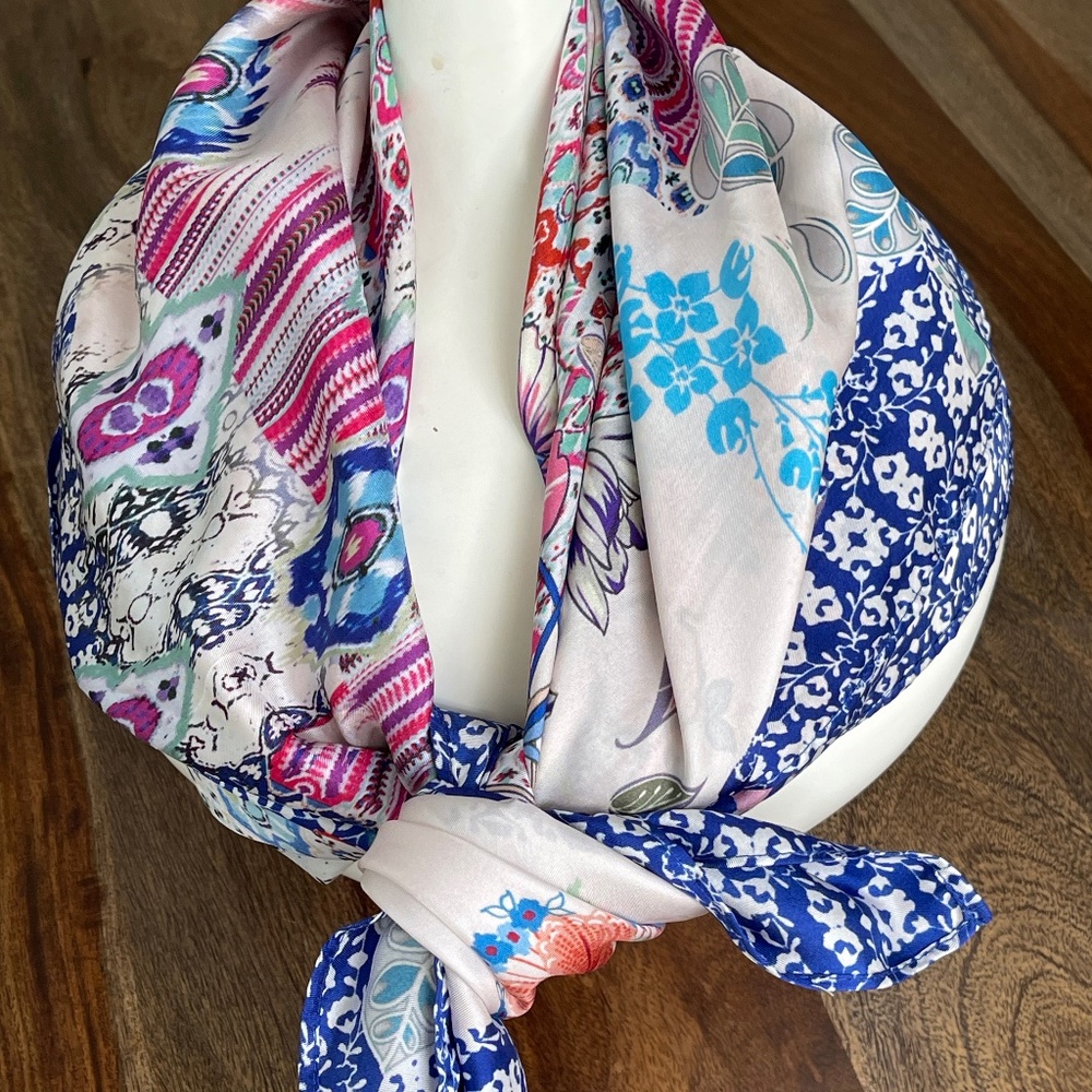 Johnny Was 100% Silk Scarf - Square. NWOT. Perfect Condition 35" x 35"